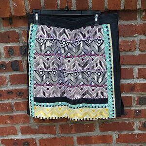 Nanette Lepore Black and White Embellished Pencil Skirt